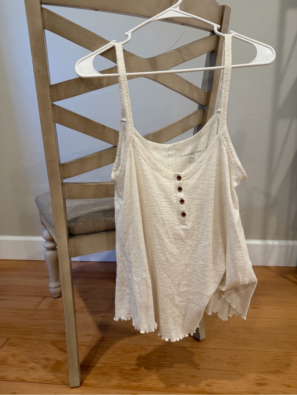 American Eagle Outfitters Cream Ribbed Button-Front Cami